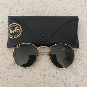 Gold Frame Round Ray-ban Sun Glasses